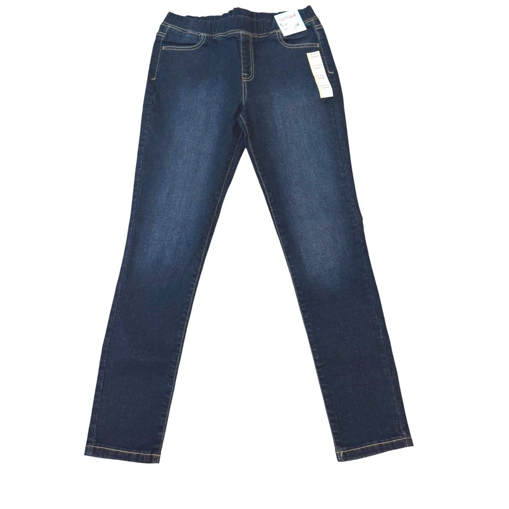 Cat & Jack Girls 14 Plus Dark Wash Denim Ultimate Stretch Jeggings Pull On NEW